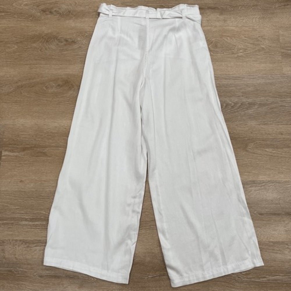 Banana‎ Republic High Rise Wide Leg Paperbag Pants Women's 12 White Belted NWT - Picture 5 of 6